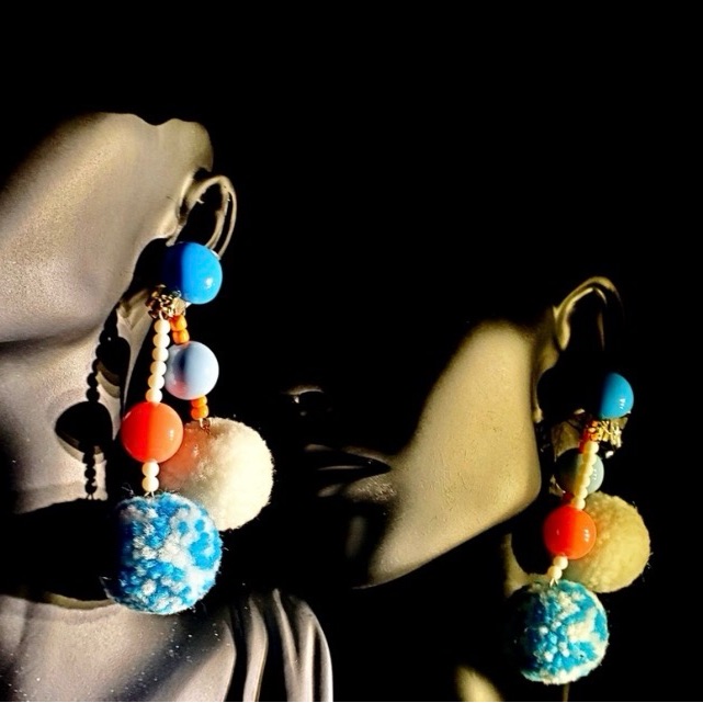 Blue Orang Flurry Colorful Beaded Earrings